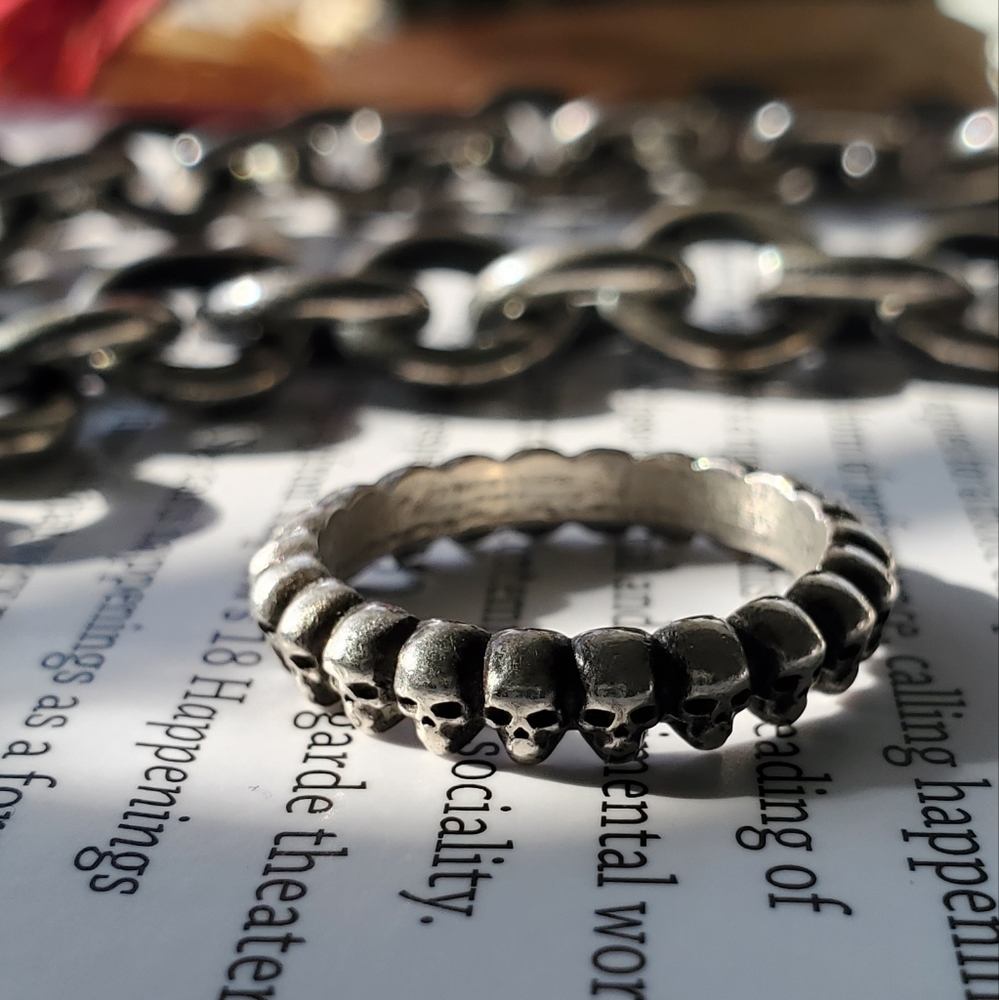 Shannon Koszyk Dimitri Wheel of Skulls Sterling Silver Unisex Ring